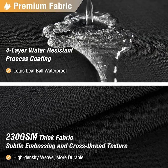 84x72 Wide Linen Textured Waterproof Cloth Thick Shower Curtain, Black | Wide Size, 230GSM Polyester, Heavy Duty Fabric, Weighted Hem, 14 Plastic Hooks, Modern Luxury Hotel Style, Machine Washable