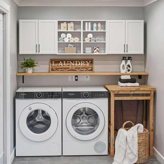 FIMELLO 78.6''W X 11''D X 21.7''H Wall Cabinets for Laundry Room, Wooden Kitchen Cabinet, Floating Wall Cabinets, Hanging Wall Cabinet for Laundry, Kitchen, White