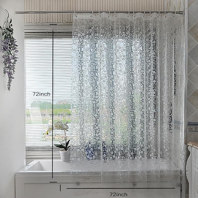 Shower Curtain Liner, 100% Waterproof Peva Shower Curtains with 3 Duty Heavy Bottom Magnets and 12 Rust Proof Grommets, 72x72 Weighted Shower Liner for Shower Stall, Bathtubs