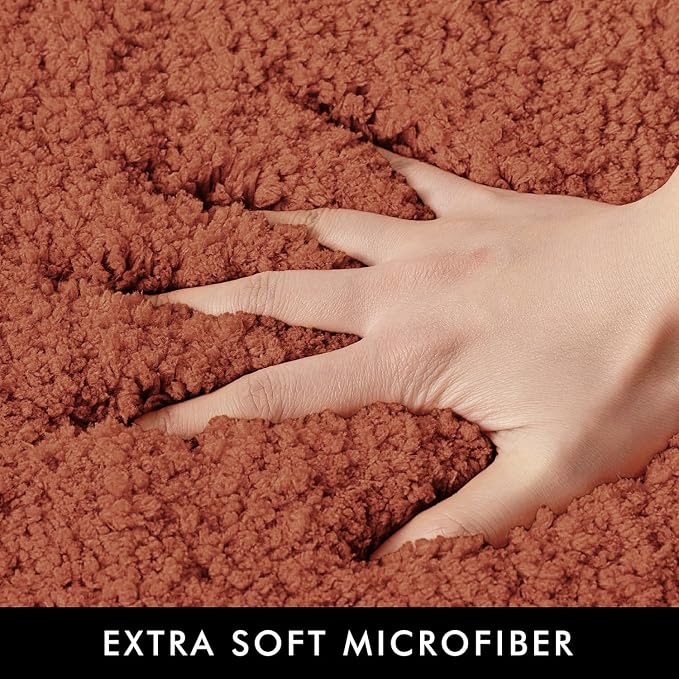 MIULEE Fall Rust Bathroom Rugs Soft Small Microfiber Bath Mat 16x24 Inch | Absorbent, Non Slip, Quick Dry, Fluffy Bath Rugs for Bathroom Floor Tub Showers, Machine Washable