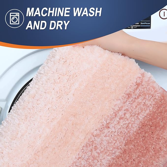 OLANLY Bathroom Runner Rug 54x24, Extra Soft Absorbent Microfiber Bath Rugs | Peach, Non-Slip Quick-Drying Rubber Backing, Machine Washable Long Bath Mat for Floor, Tub and Shower, Home Decor Accessories