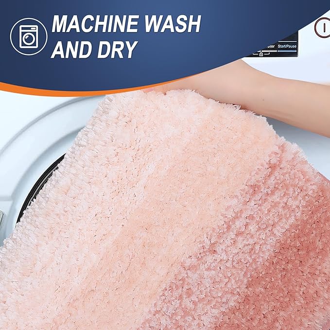 OLANLY Bathroom Rugs Mat 30x20, Extra Soft Absorbent Microfiber Bath Rugs | Peach, Non-Slip Quick-Drying Rubber Backing, Washable Plush Bath Mat for Floor, Tub and Shower, Home Decor Accessories