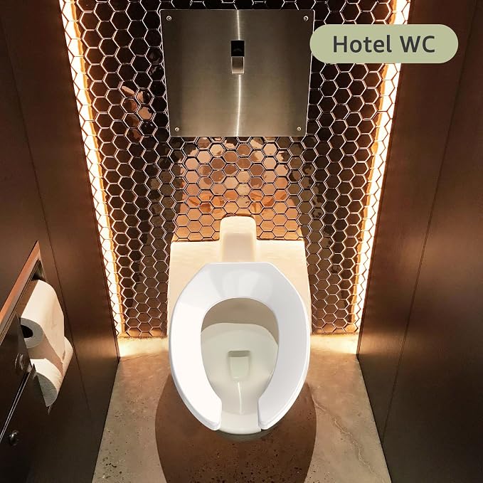Aünsffer Commercial Toilet Seat Front Open, Commode Toilet Seat Elongated 18.5 Inch, for Hospital Hotel Church School Public WC,No Cover, Plastic, White, 2 Pack