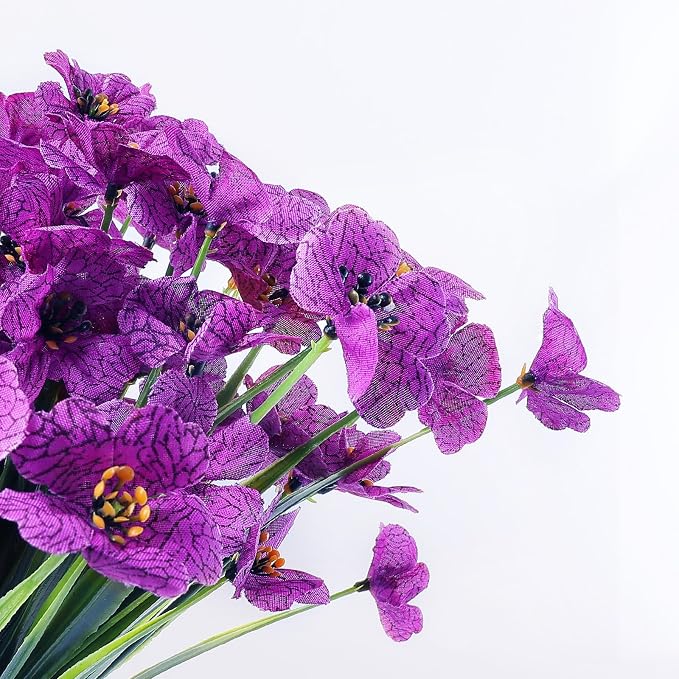 AGIRL Artificial Flowers Outdoor UV Resistant Fake Plant Garden Patio Decor | 24 Bundles,No Fade Plastic Faux Flowers for Hanging Planters front porch yard Indoor Outside,grave decorations for cemetery