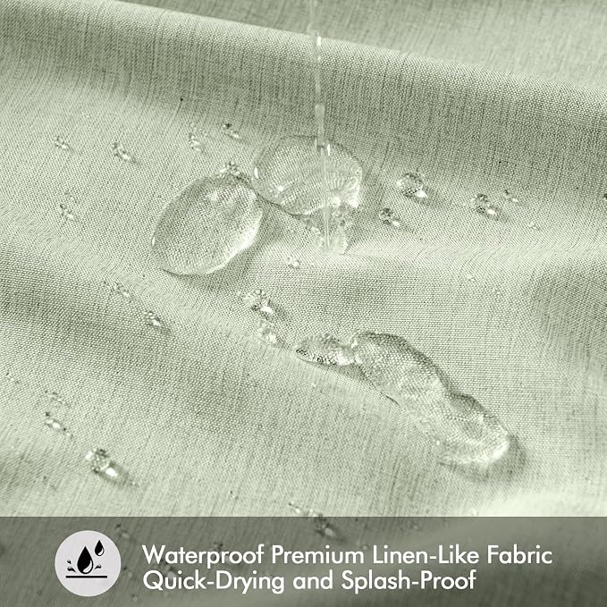 ANRODUO Sage Green Extra Long Linen Fabric Shower Curtain Set - W72xL108 | Farmhouse Shower Curtain with 12 Metal Hooks, Waterproof Heavy Duty, Button Hole Design, Machine Washable for Bathroom