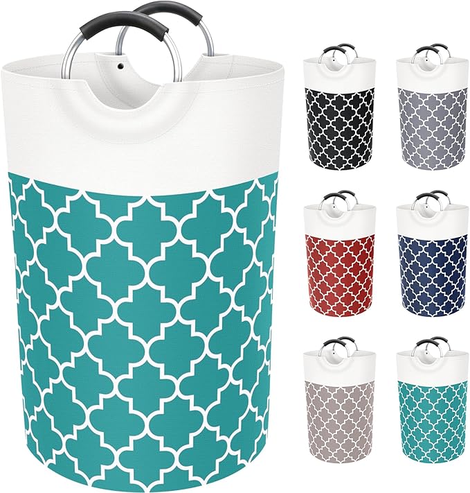 Large Laundry Basket, 75L Tall Collapsible Hamper with Handles, Green | Freestanding Laundry Hamper, Waterproof Dirty Clothes Storage Bag for College, Bathroom, Foldable Washing Bin for Travel