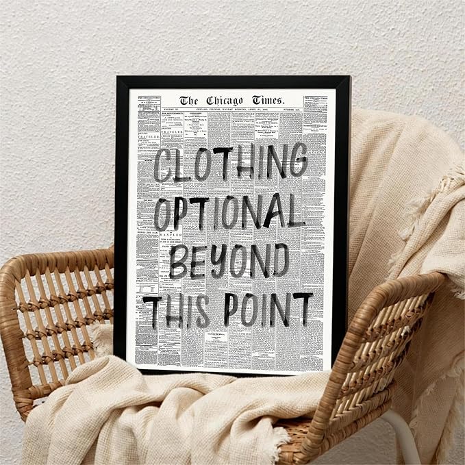 Funny Bathroom Newspaper Poster Funky Black and White Aesthetic Wall Art 24X36 inch Black Framed Clothing Optional Fun Quotes Canvas Prints for Toilet Lavatory Wall Decor