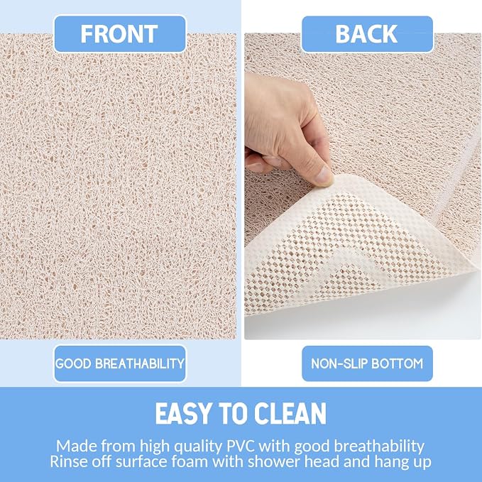 Hargiis Non-Slip Bathtub Mat, Anti Slip Shower Mat, Fast Drying Bathtub Mats, Upgraded Foot Scrubber Mat, Anti Slip Mat for Tub, Floor, Bathroom, Kitchen, Hotel (Beige 24"×24")