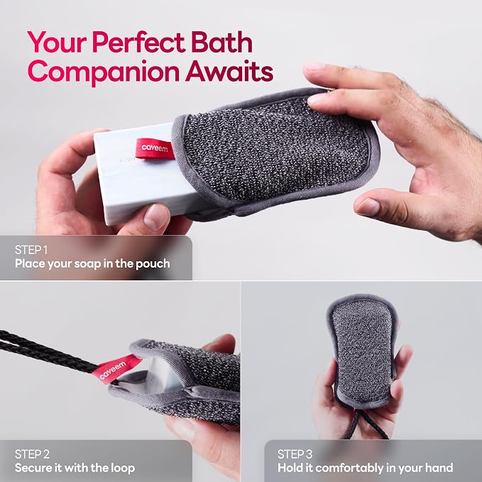 Soap Bag, Rough Exfoliation Soap Pouch for Bar Soap, Soap Mesh Pocket Bar Holder Washing and Drying Bags, Soap Sack Sponge Bag for Shower Bath (2 Pack)