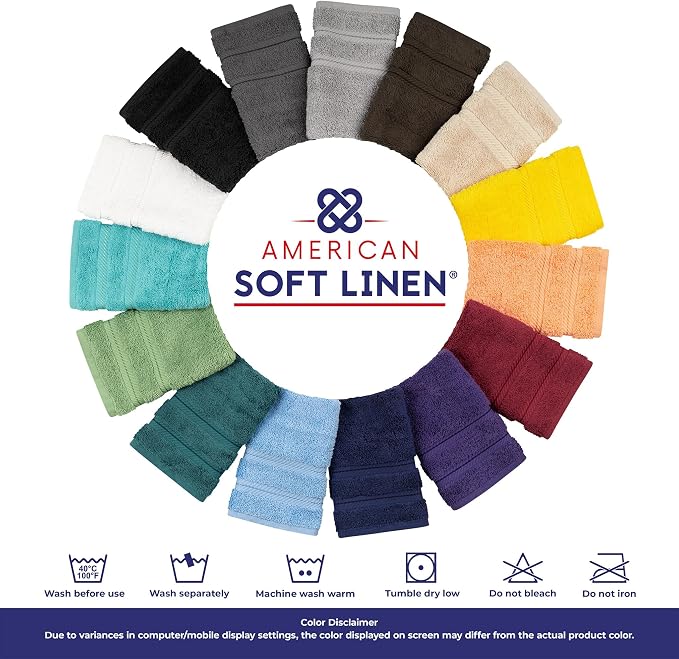 American Soft Linen 100% Cotton Luxury Turkish Towels, 4 PC Washcloth Set | Soft Absorbent Quick Dry OEKO Tex Standard 100 Certificated Durable Machine Washable Premium Hotel Quality