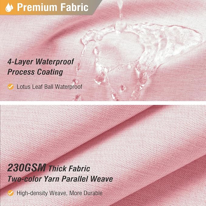 72x78 Linen Textured Waterproof Thick Fabric Shower Curtain Set, Pink | Long Size, 230GSM Polyester, Heavy Duty Cloth, Weighted Hem, 12 Plastic Hooks, Modern Luxury Hotel Style, Machine Washable