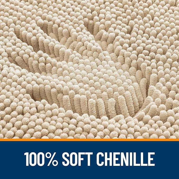 OLANLY Small Bathroom Rugs 24x16, Extra Soft Absorbent Chenille Bath Rugs | Beige, Quick-Drying Rubber Backing, Machine Washable Bath Mat for Bathroom Floor, Tub and Shower, Home Decor Accessories