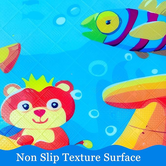 Bath Mats for Tub Kids,Baby Toddler - Large Cartoon Non-Slip Bathroom Bathtub Anti-Slip Shower Mats for Floor 35x15,Machine Washable XL Size Bathroom Mats (Submarine)
