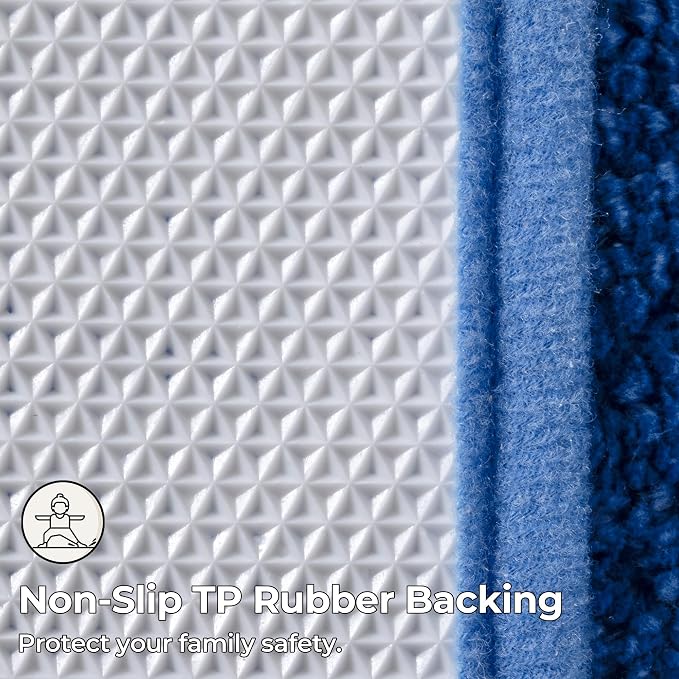 GRANNY SAYS Blue Bathroom Runner Rug 24" x 48", Soft Microfiber Bath Mat | Non-Slip long rug with TPR Backing, Absorbent, Machine Washable Extra Large Bath Rugs for Double Vanity, Shower, Tub