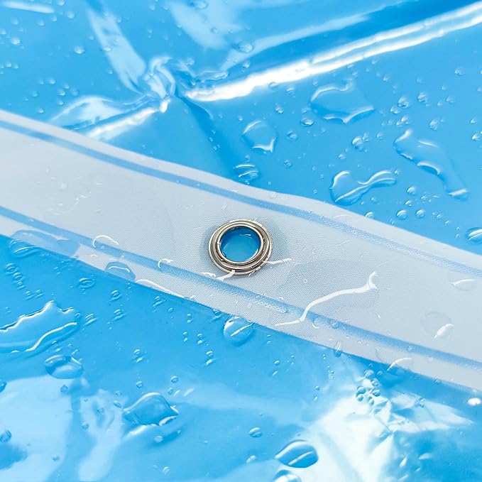 Barossa Design Extra Long Shower Curtain Liner Clear Blue, 72x84 | Waterproof PEVA, 3 Bottom Magnets, Metal Grommets, Lightweight Plastic Shower Liner XL 72 x 84 Inches for Bathroom/Tub