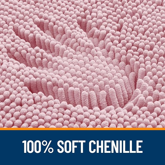 OLANLY Large Bathroom Rugs 70x46, Extra Soft Absorbent Chenille Bath Rugs | Dusty Rose, Quick-Drying Rubber Backing, Machine Washable Bath Mat for Bathroom Floor, Tub and Shower, Home Decor Accessories