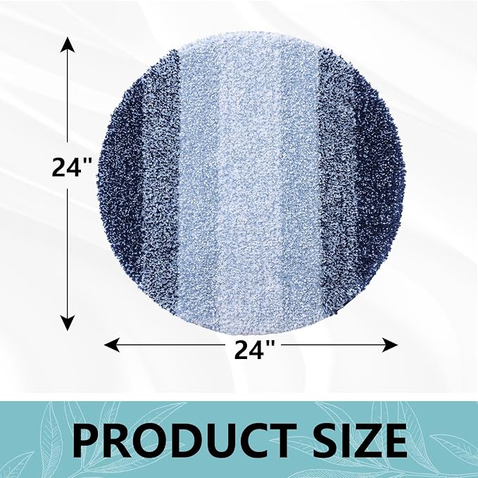 Arotive Microfiber Bathroom Rugs, Shaggy Soft and Absorbent Bath Rug, 24x24 | DarkBlue, Rubber Backing Thick Plush Machine Washable Dry Bath Mats for Bathroom, Tub and Shower, Round