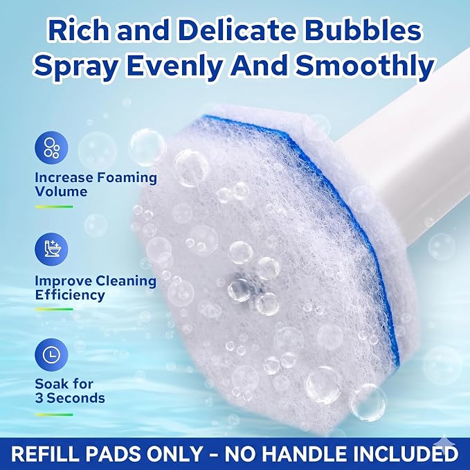 60pcs Toilet Bowl Cleaner Refills, Scrubber Pads Value Pack | Compatible with most toilet cleaning wands, value refill pack with disposable scrubber pads for everyday bathroom cleaning