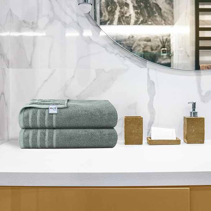 Avalon Towels Bath Towels Set of 4, Size 30 x 60 Inches - 60% Cotton, 40% Viscose Made from Bamboo, Soft and Absorbent, Quick Drying, Lightweight, Perfect for Daily Use