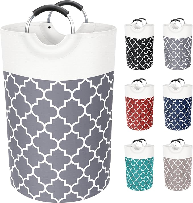 Large Laundry Basket Laundry Hamper Bag Washing Bin Clothes Bag Collapsible Tall with Handles Waterproof Travel Bathroom College Essentials Storage for College Dorm, Family (Grey) 75L | Freestanding Laundry Hamper, Waterproof Dirty Clothes Storage Bag ...