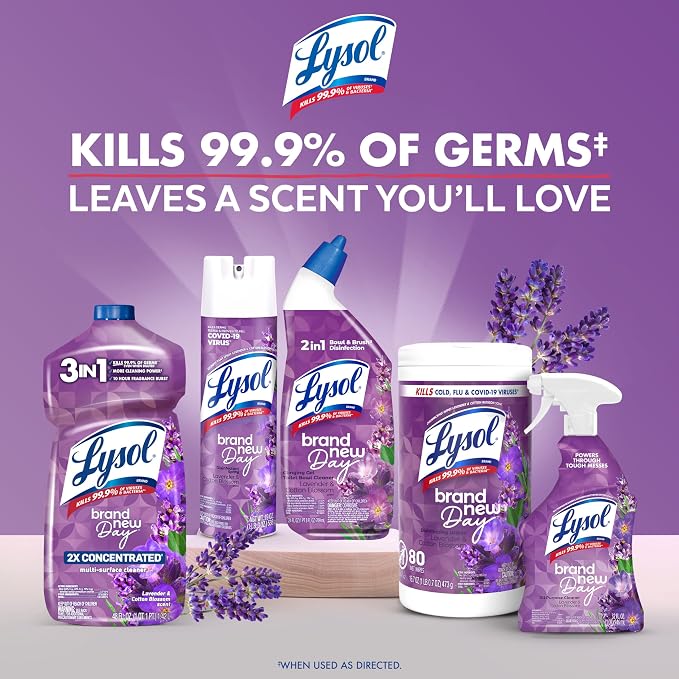 Lysol Disinfecting Wipes, Multi-Surface, Lavender + Mango, 80 ct. (4 Pack) | All Purpose Cleaner, Sanitizing, Deodorizing, Apartment Essentials, Back To School Cleaning Supplies, Kitchen & Bathroom Wipe