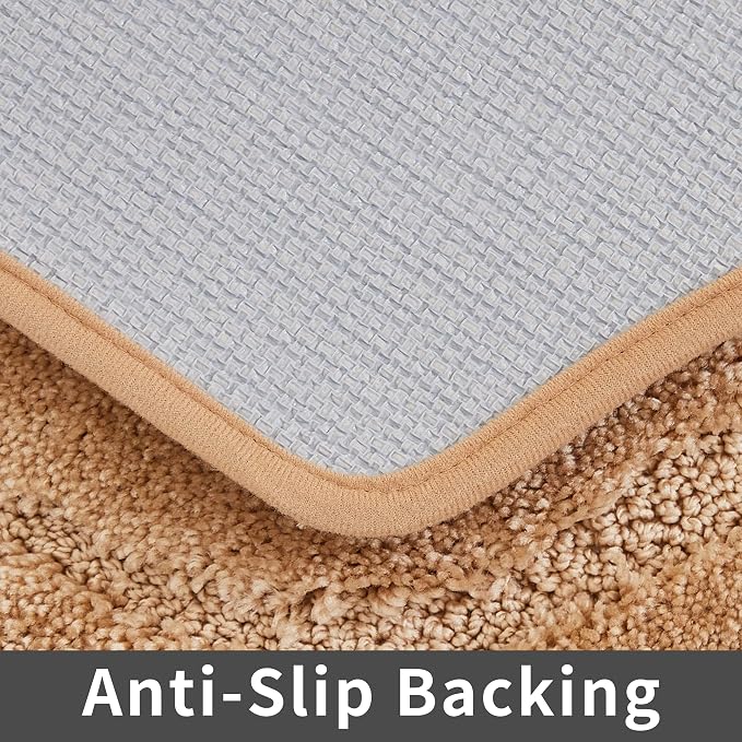 COSY HOMEER Non-Slip Bath Mat Extra Thick Absorbent Plush Washable | 20"x32" Beige Non-Slip Extra Thick Plush Absorbent Machine Washable Bath Mat Bathroom Rug Floor Tub Shower