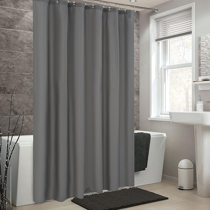 ALYVIA SPRING Extra Long Fabric Shower Curtain or Liner Dark Gray, 72x84 | 3 Magnets, Soft Cloth & Hotel Quality, Machine Washable, Light-Weight, Extra Long Size