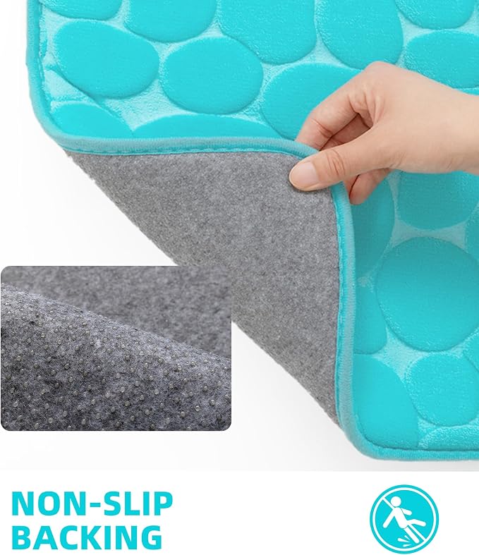 Memory Foam Bath Mat Cobblestone Bathroom Rugs Super Water Absorbent Bath Mats for Bathroom Machine Washable Bath Rugs(24 x 36,Teal)
