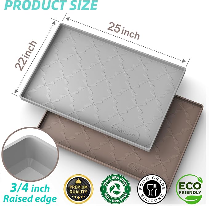 Waterproof Under Sink Mat 25" x 22" Silicone Mat Cabinet Protector | Heavy Duty Kitchen Cabinet Liner, Easy Press Drain, Home Essentials for Pet Feeding, Boots, Bathroom, Organizers & Storage