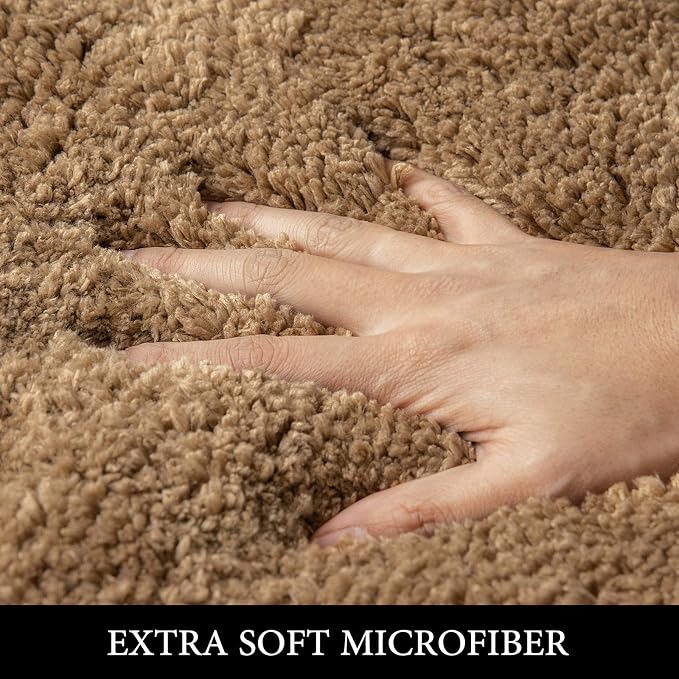 MIULEE Light Brown Bathroom Rugs Soft Microfiber Bath Mat 20x30 Inch | Absorbent, Non Slip, Quick Dry, Fluffy Bath Rugs for Bathroom Floor Tub Showers, Machine Washable
