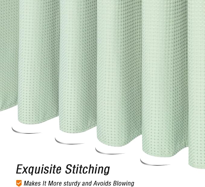Mint Green Fabric Shower Curtain, 72 X 72 | Cloth-Textured Shower Curtain for Bathroom - Soft Cloth & Hotel Spa Luxury, Water Repellent, Machine Washable