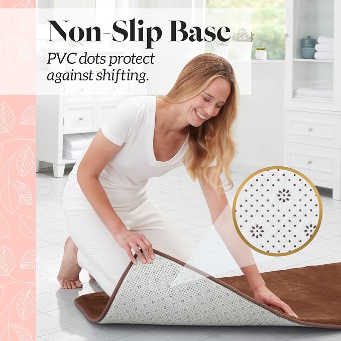 Memory Foam Bath Mat Non Slip Absorbent Super Cozy Velvet Bathroom Rug Carpet (22 inches X 42 inches, Brown)