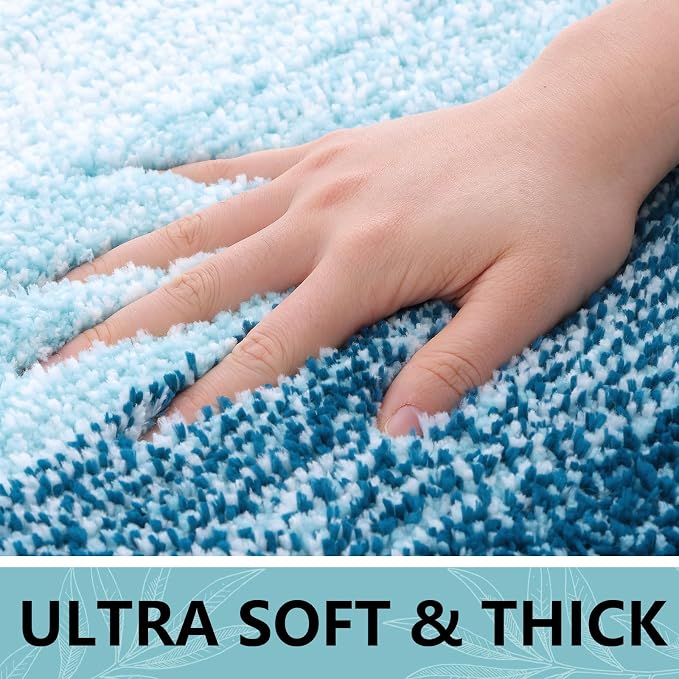 Arotive Microfiber Bathroom Rugs, Shaggy Soft Absorbent Bath Rug, 24x16 | PeacockBlue, Rubber Backing Thick Plush Machine Washable Dry Bath Mats for Bathroom, Tub and Shower, Rectangular