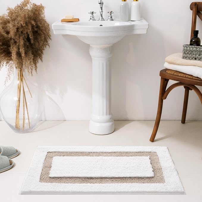 GRANNY SAYS Microfiber Bathroom Rugs Non Slip Washable, Water Absorbent Bathroom Mats for Tub, Soft Bath Mats for Bath Floor & Shower, Bath Rug, 24" x 36", Khaki Bath Rugs
