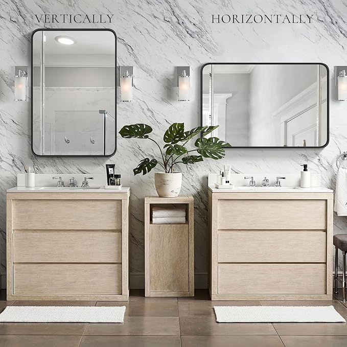NEWBULIG Bathroom Mirror, Wall Mirror with Aluminum Alloy Thin Frame, Bathroom Mirrors for Over Sink, Bedroom, Living Room, Entryway