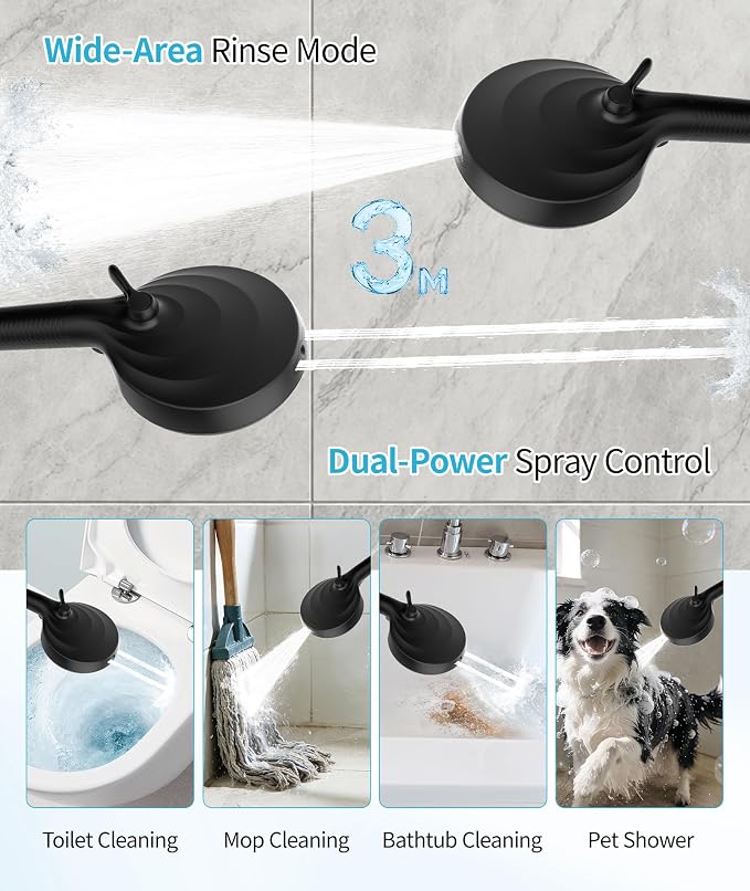 Filtered Shower Head with Handheld, 10 Spray Mode High Pressure Shower Head with Filters, Shower Filter Head for Hard Water, Powerful Spray for Cleaning, 2 Replaceable Filters Included, Black
