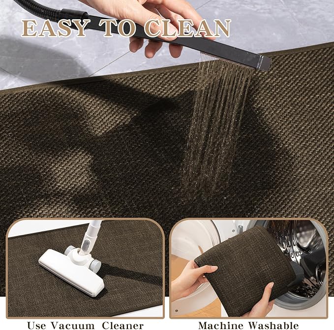 Bathroom Rugs Mat U-Shaped 24x17, Ultra ThinNon Slip Bath Mat Small Quick Dry Absorbent Bath Matfor Bathroom Floor, (Brown, U-24"x17")