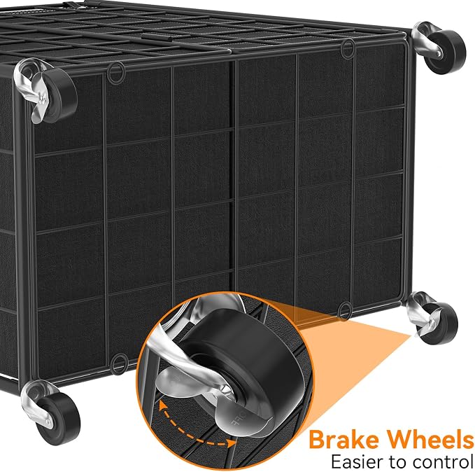 WOWLIVE Double Laundry Hamper with Wheels, Metal Rolling Laundry Basket | Wire Frame Hamper with 2 Removable Bags, 120L Dirty Clothes Hamper Organizer Dorm Room Storage for Bedroom, Black