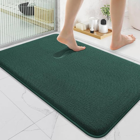 Smiry Memory Foam Bath Mat 36x24, Extra Soft Absorbent Bathroom Rugs | Green Quick Dry, Machine Washable Bath Mats for Bathroom, Shower, Tub and Home Decor Accessories