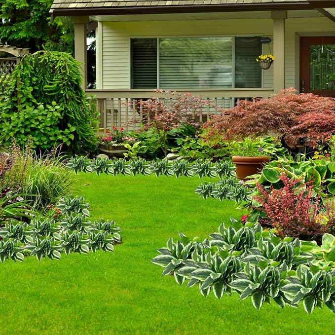 3PCS Artificial Hosta Plants Outdoor, Fake Hostas for Planters | UV resistant faux greenery with lush tropical leaves for porch, patio, garden pots, balconies and indoor outdoor decor
