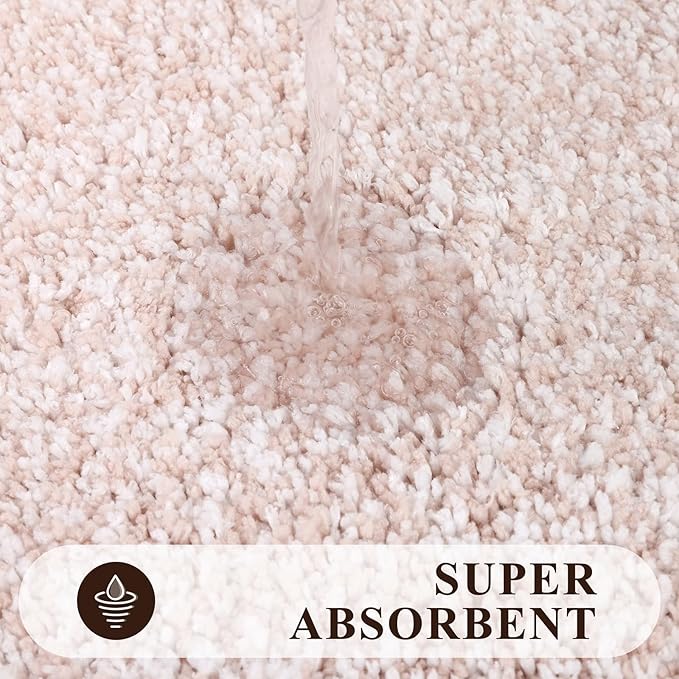 Pauwer Bathroom Rugs Sets 2 Piece, Non Slip Washable Bath Mat, Dusty Pink | Soft Plush Microfiber, Super Absorbent Floor Carpet, Quick Dry, Shaggy Shower Rug Runner