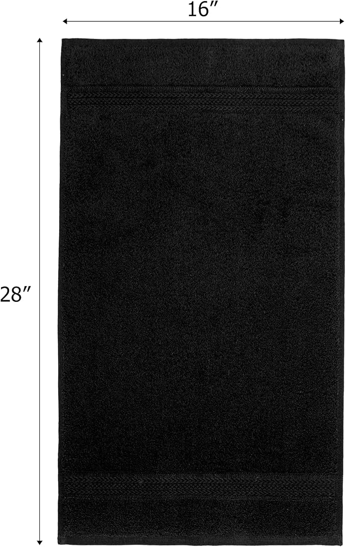 COTTON CRAFT Ultra Soft Hand Towels - 6 Pack 100% Ringspun Cotton Towel Set | Large 16x28 inch Black Hand Towels with a Luxurious Rayon Border - Plush Absorbent 580 GSM Easy Care - Ideal for Everyday use