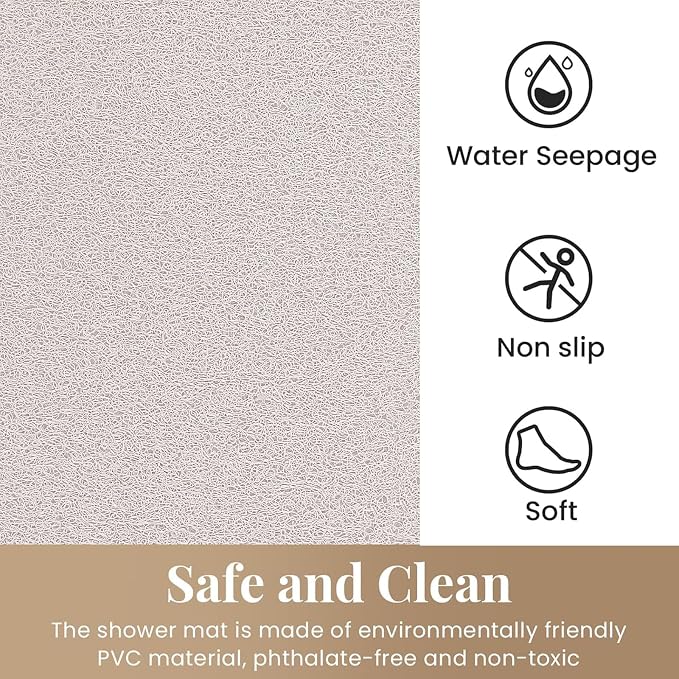 SoftDuo Shower Mat Bathtub Mat Non-Slip Soft Tub Mat | 47x16 inch,PVC Loofah Bath Mat with Drain for Tub and Bathroom,Quick Drying,White