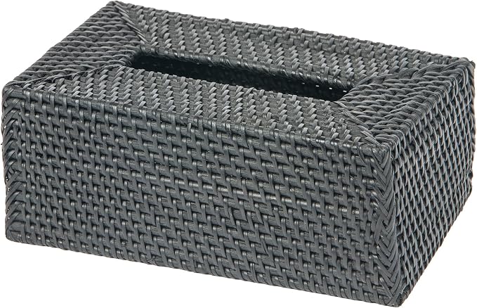Kouboo Loma Rectangular Rattan Tissue Box Cover - Parent (Solid Black)