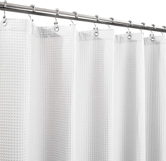 Barossa Design Waffle Weave Extra Wide Shower Curtain White, 108x72 | Heavy Weight Fabric, Cotton Blend, Hotel Luxury Spa, Machine Washable, 108W x 72H for Bathroom
