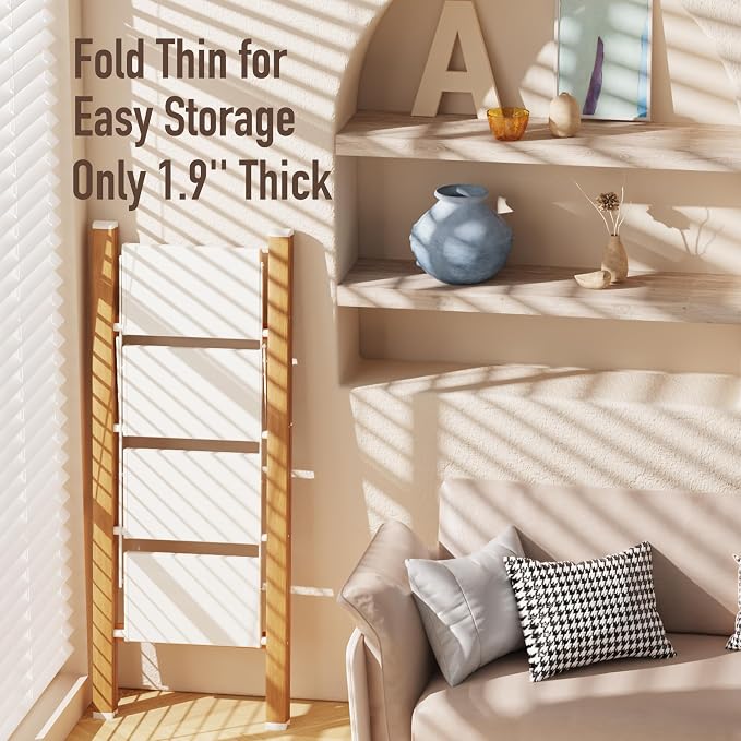 Mayi Plus 4 Step Stool Foldable, Aluminum, Lightweight Step Ladder | Extra-wide anti-slip folding steps with 330 lbs, for home,kitchen,office,outdoor,White & Woodgrain.