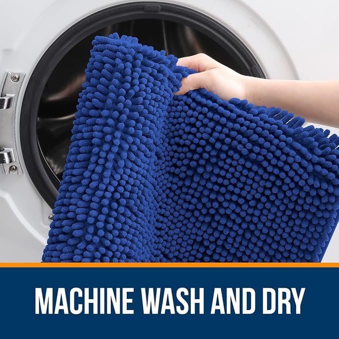 OLANLY Bathroom Rugs 35x24, Extra Soft Absorbent Chenille Bath Rugs | Royal Blue, Quick-Drying Rubber Backing, Machine Washable Bath Mat for Bathroom Floor, Tub and Shower, Home Decor Accessories
