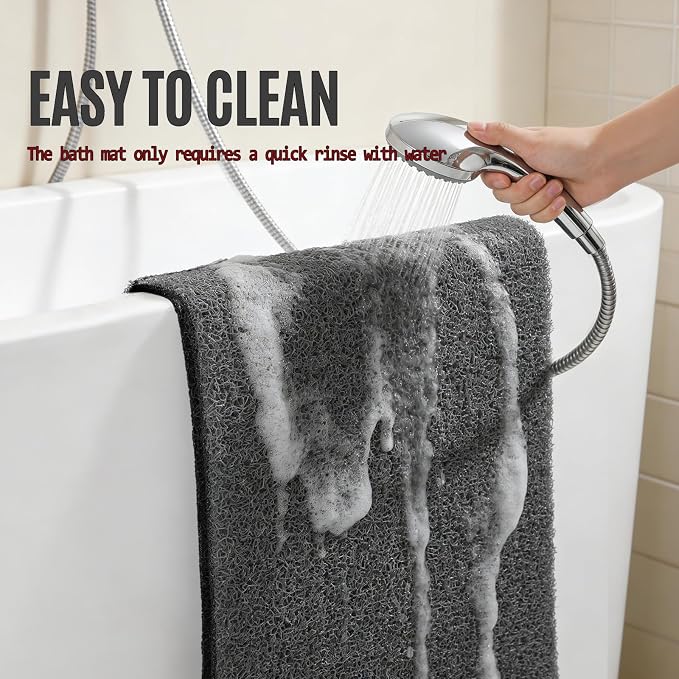 Shower Mat Bathtub Mat Non Slip, Bathmats Non Slip, Quick Drying Foot Scrubber Loofah Mats for Shower, Tub, Bathroom, Home, 47x16inch, Dark Grey
