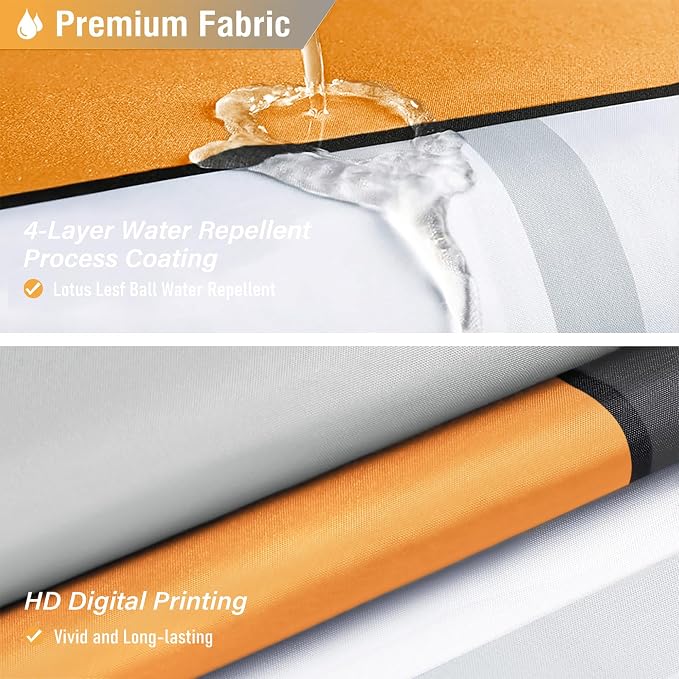 Orange Modern Geometric Waterproof Fabric Shower Curtain Set, 72 x 72 | Premium Polyester, Weighted Hem, 12 Plastic Hook, Vibrant Color, Wrinkle-resistant, Quick-Dry, Machine Washable, For Bathroom