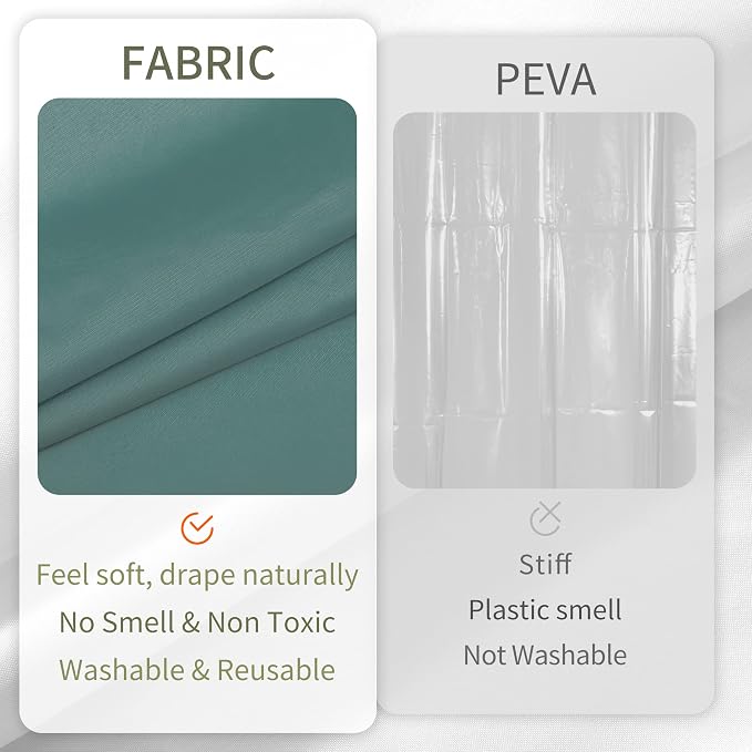 ALYVIA SPRING Extra Long Waterproof Fabric Shower Curtain Liner Teal, 72x84 | 3 Magnets, Soft Cloth & Hotel Quality, Machine Washable, Light-Weight, Extra Long Size
